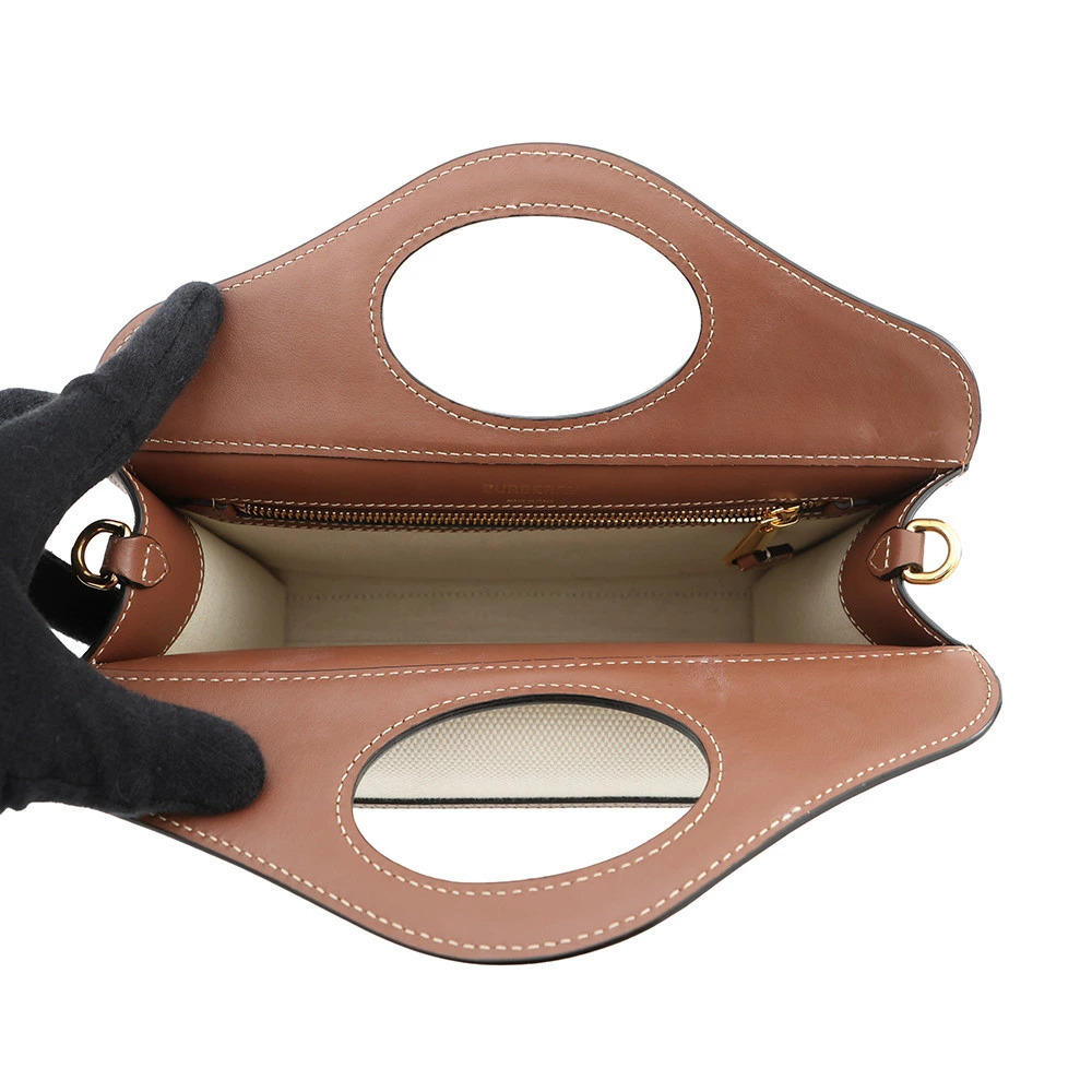 Burberry Handbag Pocket Bag Canvas Leather - Picture 6 of 12